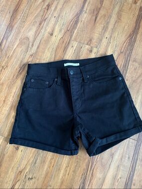 Levi's Black Denim Cuffed Women's Shorts
